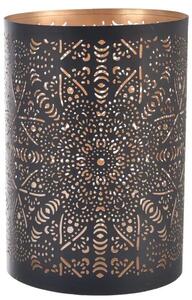 Mandala Svícen 13 x 13 x 22 cm, kov, černý/zlatý INDECOR X14025