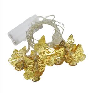 Hjlight Světelný řetěz se zlatými motýly a průhledným kabelem 2 m 10 LED