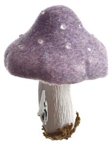 Podzimní dekorace s klipem MUSHROOM 13,5 cm, fialová