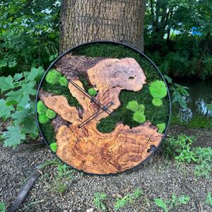 Dřevěné hodiny s mechem o průměru 50cm