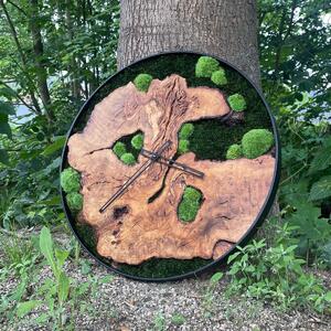 Dřevěné hodiny s mechem o průměru 50cm
