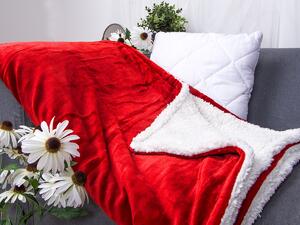 XPOSE® Mikroplyšová deka Exclusive s beránkem - červená 140x200 cm