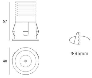LED2 2250133 RAY XS zápustné bodové svítidlo 40mm 3W / 195lm 3000K černá