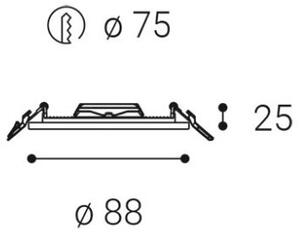 LED2 2182331 SLIM-R, XS kulaté zápustné bodové svítidlo 88mm 6W / 440lm 3000K IP43 bílá