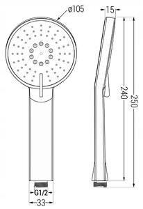 Mexen příslušenství - 1-bodový ruční sprchový set R-40, černá, 785406052-70