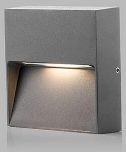 LED2 5130534 STEP ON Q S, nástěnné hranaté exteriérové ​​svítidlo 100mm 3W / 175lm 3000K IP54 antracit