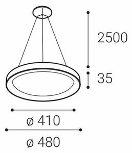 LED2 3271851 BELLA SLIM P závěsné svítidlo LED D480mm 38W/2660lm 3000K/4000K bílá