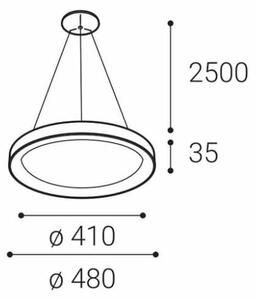 LED2 3271853 BELLA SLIM P závěsné svítidlo LED D480mm 38W/2660lm 3000K/4000K černá