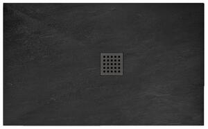 Rea BLACK Rock- Akrylátová sprchová vanička 80 x 120 x 3,5 cm + sifon, černá, REA-K4579