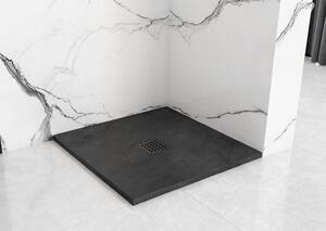Rea BLACK ROCK- Akrylátová sprchová vanička 90 x 90 x 3,5 cm + sifon, černá, REA-K4581