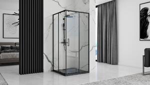 Rea BLACK ROCK- Akrylátová sprchová vanička 90 x 90 x 3,5 cm + sifon, černá, REA-K4581