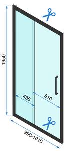 Rea Rapid Slide - sprchový kout s posuvnými dveřmi 140(dveře) x 90(stěna), čiré sklo, černý profil, KPL-09866
