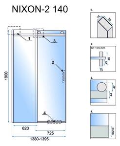 Rea - NIXON posuvné sprchové dveře, pravé, chrom, 140 x 190 cm, REA-K5007