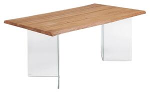 Dubový jídelní stůl Kave Home Lotty 160 x 90 cm se skleněnou podnoží