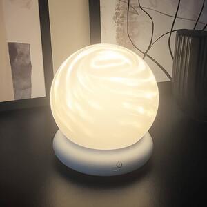 Briloner LED stolní lampa na baterie LUSTRO, bílá, Ø 15 cm, RGBW, dotykové stmívání, stmívatelný, Bílá / opál, Obývací pokoj / jídelna, Plast, Moderní