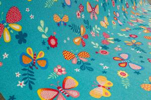Dětský koberec Papillon 27 - tyrkysový