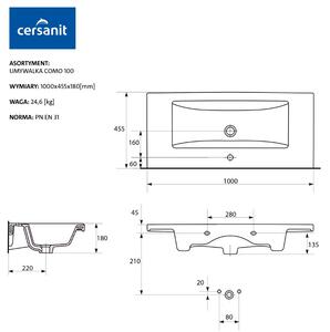 Cersanit COMO - skříňkové umyvadlo 100cm, K32-016-EX1