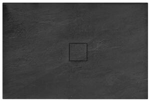 Rea BLACK STONE - Kamenná sprchová vanička 80 x 100 x 3,5 cm + sifon, černá, REA-K9756