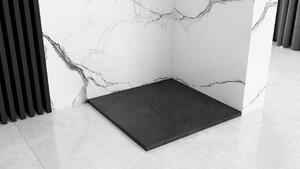 Rea BLACK STONE - Kamenná sprchová vanička 90 x 90 x 3,5 cm + sifon, černá, REA-K9601