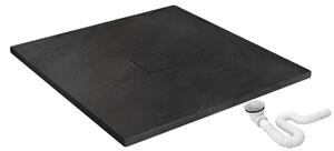 Rea BLACK STONE - Kamenná sprchová vanička 90 x 90 x 3,5 cm + sifon, černá, REA-K9601