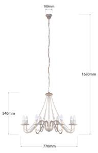 Lustr na řetězu MALBO 8xE14/10W/230V bílá/zlatá/patina