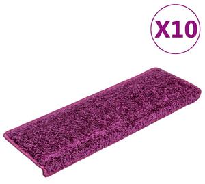 Schodové rohože 10 ks 65 x 21 x 4 cm fialové s obdélníkovým okrajem 149825