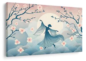 Obraz tanečnice pod sakurou za úplňku