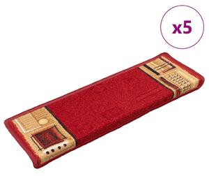 Nášlapy na schody samolepicí 5 ks 65x21x4 cm červené 149838