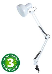 Kloubová stolní lampa na 1 žárovku E27, 40W, se šroubovacím úchytem, bílá, 3 roky zár