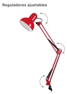 Kloubová stolní lampa na 1 žárovku E27, 40W, se šroubovacím úchytem, červená, 3 roky zár