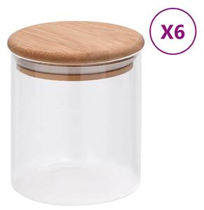 Skleněné dózy s bambusovým víčkem 6 ks 600 ml 150694