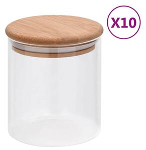 Skleněné dózy s bambusovým víčkem 10 ks 600 ml 150695
