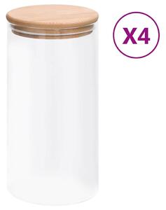 Skleněné dózy s bambusovým víčkem 4 ks 1200 ml 150705