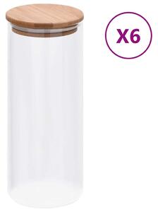 Skleněné dózy s bambusovým víčkem 6 ks 1000 ml 150696