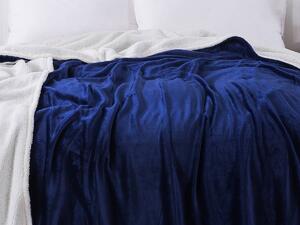 XPOSE® Mikroplyšová deka Exclusive s beránkem - tmavě modrá 200x230 cm