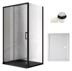 BPS-koupelny Obdélníkový sprchový kout KZ103 BL 90x80 černá/transparent + vanička SXL03B WH bílá