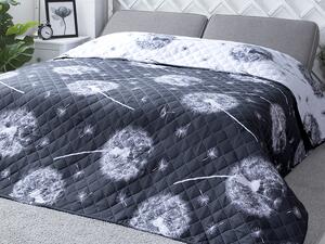 XPOSE® Přehoz na postel PAMPELIŠKY DUO - šedý/bílý 220x240 cm