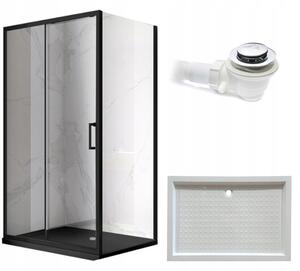 BPS-koupelny Obdélníkový sprchový kout KZ103B BL 110x80 černý/transparent + vanička SXL03D WH bílá