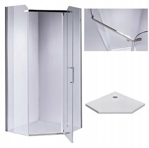BPS-koupelny Pětiúhelníkový sprchový kout KZ91A 80x80 chrom/transparent + vanička ST07A WH bílá