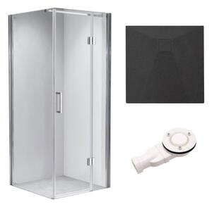 BPS-koupelny Čtvercový sprchový kout KZ1390B 90x90 chrom/transparent + vanička RIKO BL černá