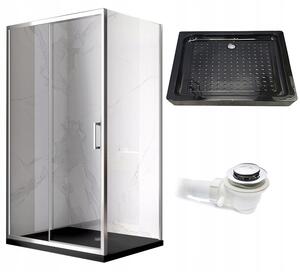 BPS-koupelny Obdélníkový sprchový kout KZ103B 110x80 chrom/transparent + vanička SXL03D BL černá