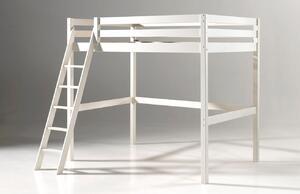 Bílá borovicová patrová postel Vipack Pino Mezzanine 140 x 200 cm
