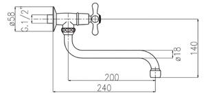 Faris Liberty - nástěnný ventil 1/2 ", ramínko" S "240mm, chrom 034
