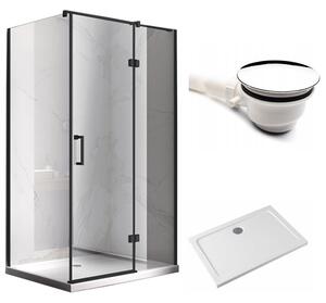BPS-koupelny Obdélníkový sprchový kout KZ03D BL 120x100 černá/transparent + vanička ST06C bílá
