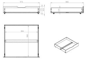 Set dvou šedých borovicových zásuvek k posteli Vipack Pino 97,5 x 88,5 cm
