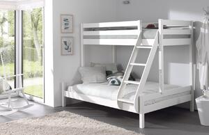 Bílá borovicová dvoupatrová postel Vipack Pino Martin 90 x 200 cm a 140 x 200 cm