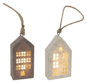 Závěsná plstěná dekorace 15cm domeček LED