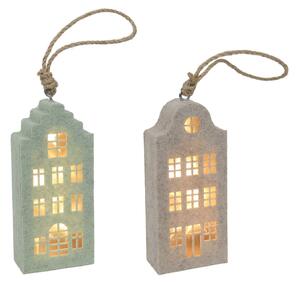 Závěsná plstěná dekorace 15cm domeček LED