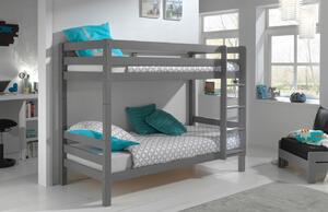 Vyšší šedá borovicová dvoupatrová postel Vipack Pino 90 x 200 cm