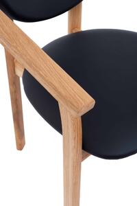 Dřevěná židle s područkami Alexis černá koženka